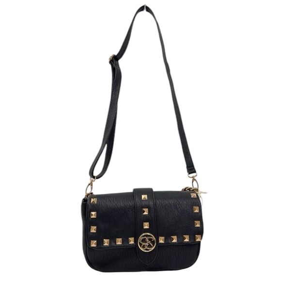 JESSICA SIMPSON STUDDED GOLD TONE CHAIN JENNIFER CROSSBODY PURSE METEORITE NWT - Picture 3 of 12